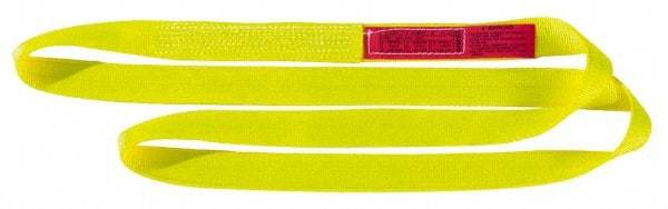 Lift-All - 10' Long x 4" Wide, 20,700 Lb Vertical Capacity, 2 Ply, Nylon Web Sling - 16,500 Lb Choker Capacity, Yellow - Benchmark Tooling