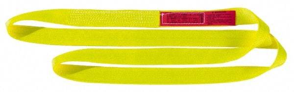 Lift-All - 18' Long x 2" Wide, 12,200 Lb Vertical Capacity, 2 Ply, Nylon Web Sling - 9,800 Lb Choker Capacity, Yellow - Benchmark Tooling