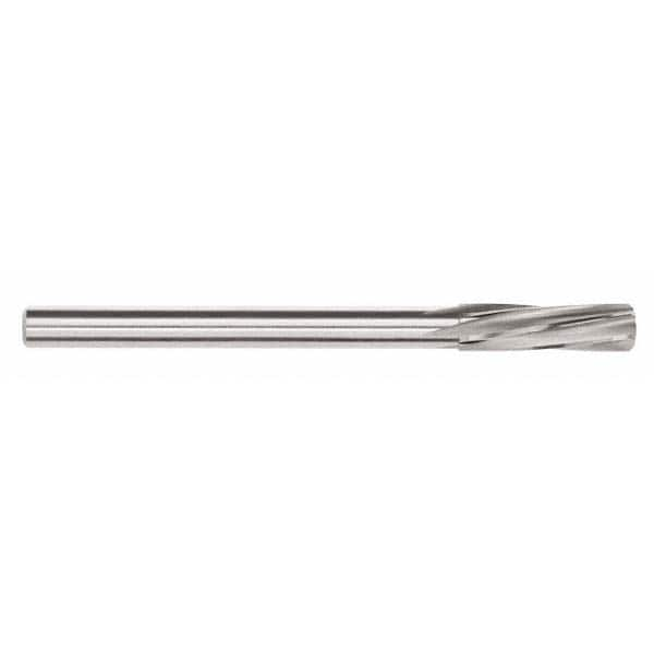 Chucking Reamer: 0.3484″ Dia, 4-31/32″ OAL, 1-27/64″ Flute Length, Straight Shank, Solid Carbide 6 Flute, RH