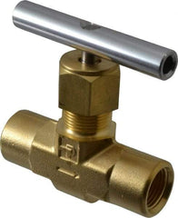 Parker - 3,000 Max psi, 3/8" Pipe, Brass, Inline Instrumentation Needle Valve - FNPT x FNPT End Connections - Benchmark Tooling