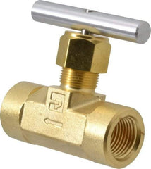 Parker - 3,000 Max psi, 1/2" Pipe, Brass, Inline Instrumentation Needle Valve - FNPT x FNPT End Connections - Benchmark Tooling