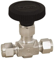 Parker - 5,000 Max psi, 3/8" Pipe, 316 Grade Stainless Steel, Inline Instrumentation Needle Valve - Benchmark Tooling
