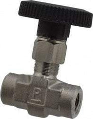 Parker - 5,000 Max psi, 1/4" Pipe, 316 Grade Stainless Steel, Inline Instrumentation Needle Valve - FNPT x FNPT End Connections - Benchmark Tooling