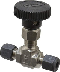 Parker - 5,000 Max psi, 1/4" Pipe, 316 Grade Stainless Steel, Inline Instrumentation Needle Valve - Compression x Compression CPI End Connections - Benchmark Tooling