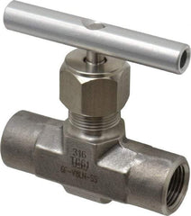 Parker - 5,000 Max psi, 3/8" Pipe, 316 Grade Stainless Steel, Inline Instrumentation Needle Valve - FNPT x FNPT End Connections - Benchmark Tooling