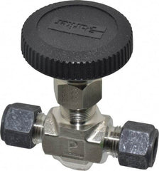 Parker - 5,000 Max psi, 3/8" Pipe, 316 Grade Stainless Steel, Inline Instrumentation Needle Valve - Compression x Compression CPI End Connections - Benchmark Tooling