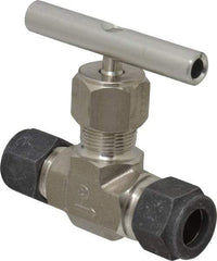 Parker - 5,000 Max psi, 1/2" Pipe, 316 Grade Stainless Steel, Inline Instrumentation Needle Valve - Compression x Compression CPI End Connections - Benchmark Tooling