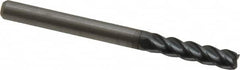 Accupro - 1/8", 4 Flute, Single End, Solid Carbide, 0.015" Corner Radius End Mill - 1-1/2" OAL, 40° Helix, Right Hand Flute, 1/2" LOC, Right Hand Cut - Benchmark Tooling