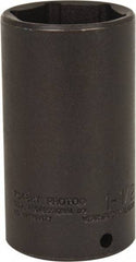 Proto - 1/2" Drive 1-1/2" Deep Thin Wall Impact Socket - 6 Points, 3-1/2" OAL - Benchmark Tooling