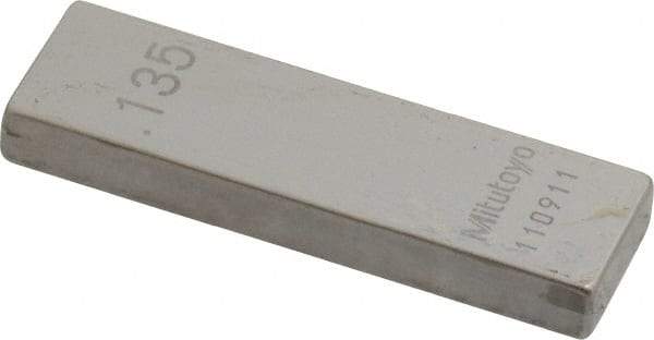 Mitutoyo - 0.135" Rectangular Steel Gage Block - Accuracy Grade 0, Includes Certificate of Inspection - Benchmark Tooling