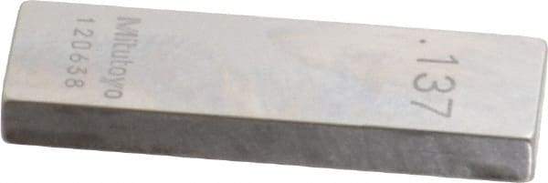 Mitutoyo - 0.137" Rectangular Steel Gage Block - Accuracy Grade 0, Includes Certificate of Inspection - Benchmark Tooling