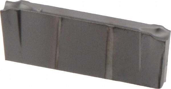 Iscar - DGR JS IC908 Grade, 0.122" Cutting Width, Carbide Cutoff Insert - 15° Right Hand Lead Angle, 0.0008" Cnr Rad, TiAlN Coated, Double End - Benchmark Tooling