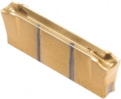 Iscar - DGR3102 IC1028 Grade, 0.122" Cutting Width, Carbide Cutoff Insert - 6° Right Hand Lead Angle, 0.0079" Cnr Rad, TiAlN/TiN Coated, Double End - Benchmark Tooling