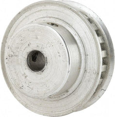 Power Drive - 22 Tooth, 1/4" Inside x 1.381" Outside Diam, Hub & Flange Timing Belt Pulley - 1/4" Belt Width, 1.401" Pitch Diam, 0.438" Face Width, Aluminum - Benchmark Tooling
