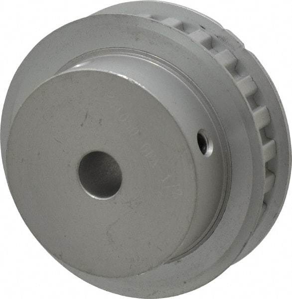 Power Drive - 24 Tooth, 1/2" Inside x 2.835" Outside Diam, Hub & Flange Timing Belt Pulley - 1/2" Belt Width, 2.865" Pitch Diam, 3/4" Face Width, Aluminum - Benchmark Tooling