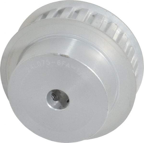 Power Drive - 24 Tooth, 1/2" Inside x 2.835" Outside Diam, Hub & Flange Timing Belt Pulley - 3/4" Belt Width, 2.865" Pitch Diam, 1" Face Width, Aluminum - Benchmark Tooling