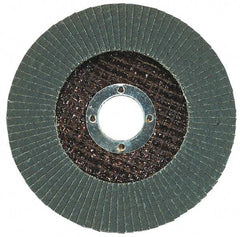 Garryson - 60 Grit, 4-1/2" Disc Diam, 7/8" Center Hole, Type 29 Zirconia Alumina Flap Disc - 13,300 Max RPM, Fiberglass Backing, Arbor Attaching System, Coated - Benchmark Tooling