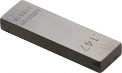 Mitutoyo - 0.147" Rectangular Steel Gage Block - Accuracy Grade 0, Includes Certificate of Inspection - Benchmark Tooling