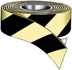 NMC - Glow & Black Striped Vinyl Tape - 1" Wide x 100' Long x 0.02" Thick, General Traffic - Benchmark Tooling