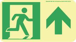 NMC - Forward Arrow, Right Side Stick Figure in Doorway (Graphic), Polyester Exit Sign - 8" Wide x 4-1/2" High, Glow-in-the-Dark - Benchmark Tooling