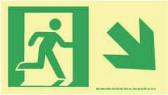 NMC - Down Right Arrow, Right Side Stick Figure in Doorway (Graphic), Plastic Exit Sign - 8" Wide x 4-1/2" High, Glow-in-the-Dark - Benchmark Tooling