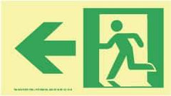 NMC - Left Arrow, Left Side Stick Figure in Doorway (Graphic), Plastic Exit Sign - 8" Wide x 4-1/2" High, Glow-in-the-Dark - Benchmark Tooling