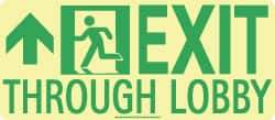 NMC - Exit Through Lobby, Polyester Exit Sign - 16" Wide x 7" High, Glow-in-the-Dark - Benchmark Tooling