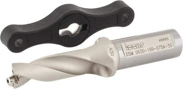 Iscar - 0.63 to 0.665" Diam, 3xD, 1.89" Max Depth, 3/4" Shank Diam, 4.57" OAL, Replaceable Tip Drill - IDK, IDM, IDN, IDP Insert, 16 Seat Size, DSM Toolholder, Series ChamDrillJet - Benchmark Tooling