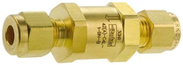 Parker - 1/8" Brass Check Valve - Inline, Comp x Comp, 3,000 WOG - Benchmark Tooling