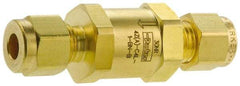 Parker - 1/4" Brass Check Valve - Inline, Comp x Comp, 3,000 WOG - Benchmark Tooling