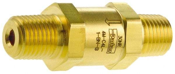 Parker - 1/2" Brass Check Valve - Inline, MNPT x MNPT, 3,000 WOG - Benchmark Tooling