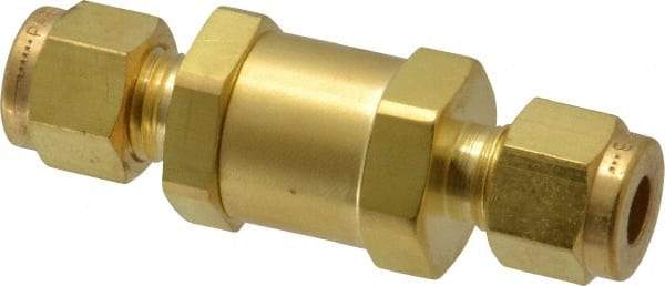 Parker - 1/4" Brass Check Valve - Inline, Comp x Comp, 3,000 WOG - Benchmark Tooling