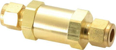 Parker - 3/8" Brass Check Valve - Inline, Comp x Comp, 3,000 WOG - Benchmark Tooling