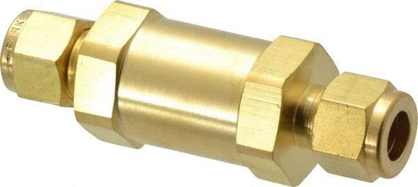 Parker - 3/8" Brass Check Valve - Inline, Comp x Comp, 3,000 WOG - Benchmark Tooling