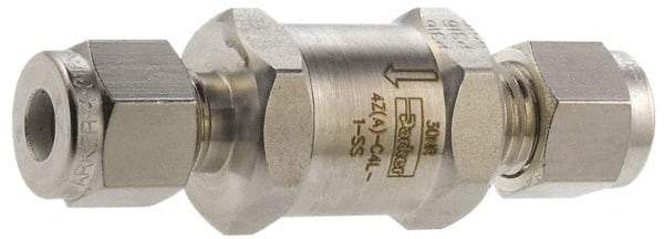 Parker - 3/4" Stainless Steel Check Valve - Inline, Comp x Comp, 6,000 WOG - Benchmark Tooling