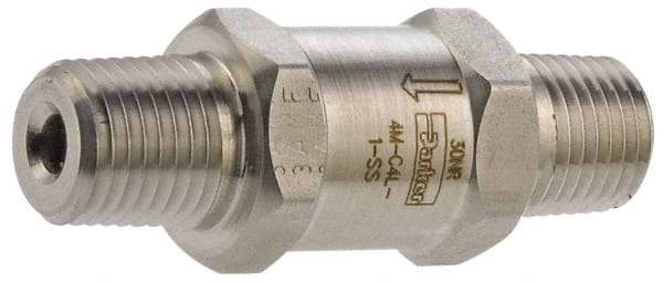 Parker - 3/8" Stainless Steel Check Valve - Inline, MNPT x MNPT, 6,000 WOG - Benchmark Tooling