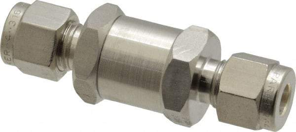 Parker - 1/4" Stainless Steel Check Valve - Inline, Comp x Comp, 6,000 WOG - Benchmark Tooling