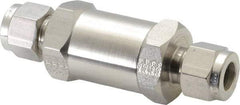 Parker - 3/8" Stainless Steel Check Valve - Inline, Comp x Comp, 6,000 WOG - Benchmark Tooling