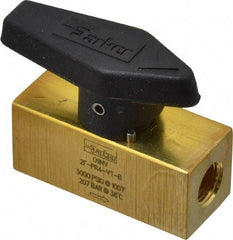 Parker - 1/8" Pipe, 3,000 psi WOG Rating, Brass, Inline, One Way Instrumentation Plug Valve - Wedge Handle, FNPT x FNPT End Connections, Viton Seal - Benchmark Tooling