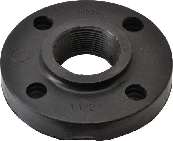 NIBCO - 1-1/2" Pipe, 5" OD, Polypropylene Threaded Pipe Flange - Schedule 80, Black - Benchmark Tooling