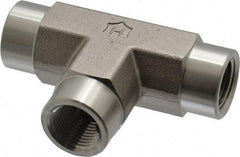 Ham-Let - 3/8" Grade 316 Stainless Steel Pipe Tee - FNPT x FNPT x FNPT End Connections, 5,000 psi - Benchmark Tooling