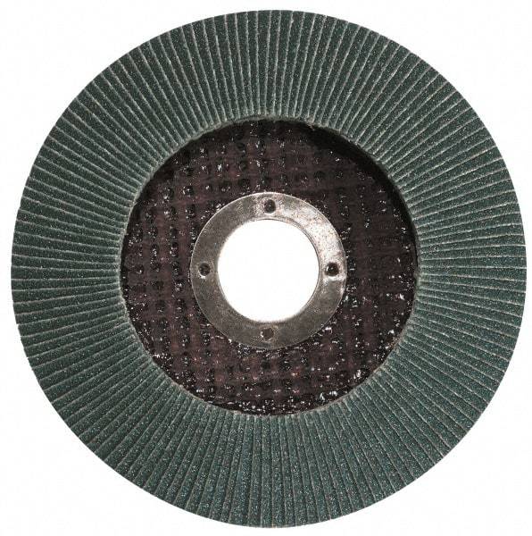 Garryson - 80 Grit, 5" Disc Diam, 7/8" Center Hole, Type 29 Zirconia Alumina Flap Disc - 12,000 Max RPM, Fiberglass Backing, Arbor Attaching System, Coated - Benchmark Tooling