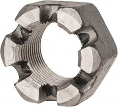 Value Collection - 1-14 UNF Grade 2 Steel Slotted Locknut - 1-1/2" Width Across Flats, 55/64" High, Uncoated - Benchmark Tooling