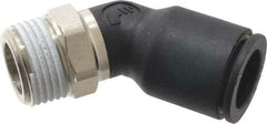 Legris - 12mm OD, 3/8 BSPT, Nylon/Nickel Plated Brass Push-to-Connect Male Elbow 45° - 290 Max psi - Benchmark Tooling