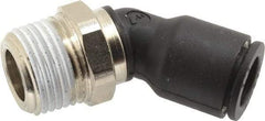 Legris - 3/8" OD, 3/8 NPT, Nylon/Nickel Plated Brass Push-to-Connect Male Elbow 45° - 290 Max psi - Benchmark Tooling