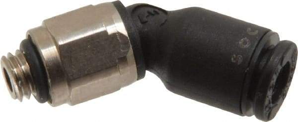 Legris - 4mm OD, M5x0.8 Metric, Nylon/Nickel Plated Brass Push-to-Connect Male Elbow 45° - 290 Max psi - Benchmark Tooling