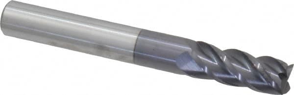 Accupro - 5/16", 4 Flute, Single End, Solid Carbide, 0.015" Corner Radius End Mill - 2-1/2" OAL, 40° Helix, Right Hand Flute, 3/4" LOC, Right Hand Cut - Benchmark Tooling