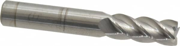 Accupro - 3/8", 4 Flute, Single End, Solid Carbide, 0.015" Corner Radius End Mill - 2-1/2" OAL, 40° Helix, Right Hand Flute, 7/8" LOC, Right Hand Cut - Benchmark Tooling