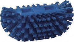 Vikan - 1-1/2" Bristle Length, Polyester Utility Scrub Brush - 5-1/2" Wide Head, 8" OAL, European Threaded Handle, Blue, Polypropylene Block - Benchmark Tooling