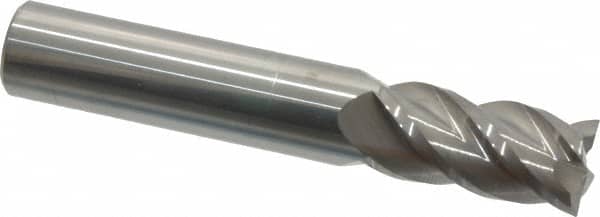 Accupro - 1/2", 4 Flute, Single End, Solid Carbide, 0.015" Corner Radius End Mill - 3" OAL, 40° Helix, Right Hand Flute, 1" LOC, Right Hand Cut - Benchmark Tooling